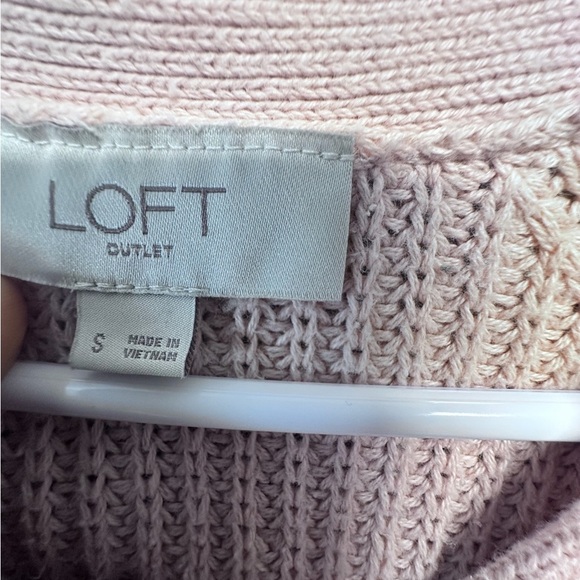 LOFT Pink V-Neck Sweater with Relaxed Fit and Soft Texture - Picture 6 of 6